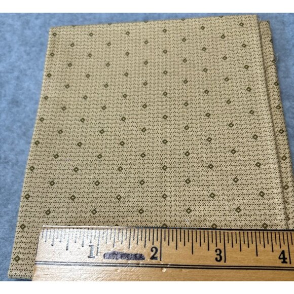 Vintage Beige & Green Geometric Cotton Quilting Fabric - 18" x 21" - Picture 2 of 3